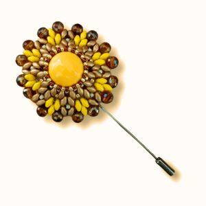 Broșă galbenă ”Floarea Soarelui”, 45 mm