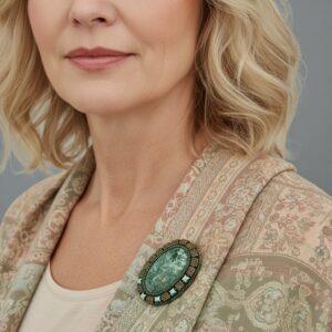 Broșă Ocean jasper, 65x50 mm