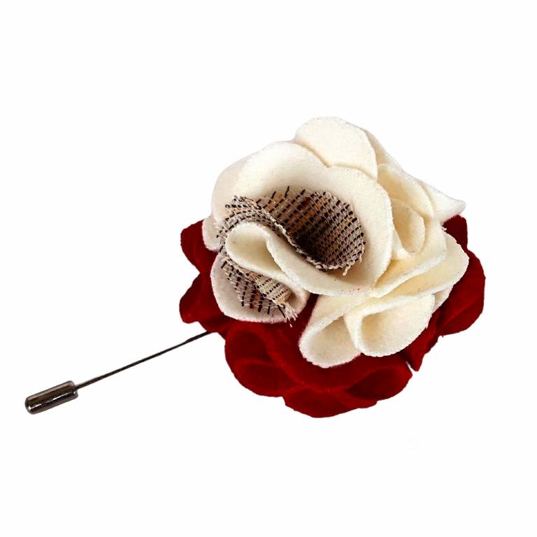 Floare alb și roşu 55mm, broșă mărțișor 4 Floare alb și roşu 55mm, broșă mărțișor - imagine 4
