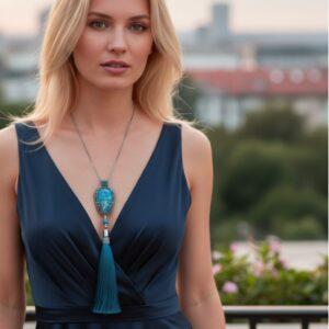 Colier pandantiv lung regalit, 20 cm