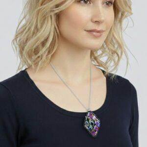 Colier pandantiv margele mari electroplacate, 6cm