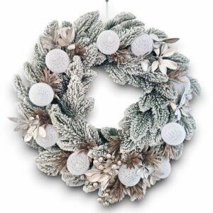 Cadou Crăciun alb-coroniță, 50 cm