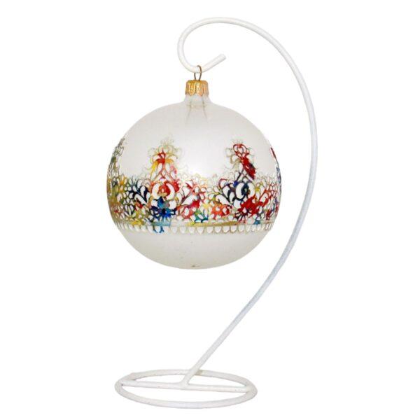 Glob Crăciun sticlă 10 cm alb si culori