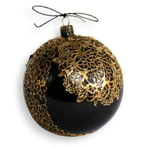 Glob negru auriu,10 cm, în cutii cadouri Crăciun