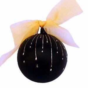 Glob Crăciun minimalist negru, 10 cm, ambalare cadou