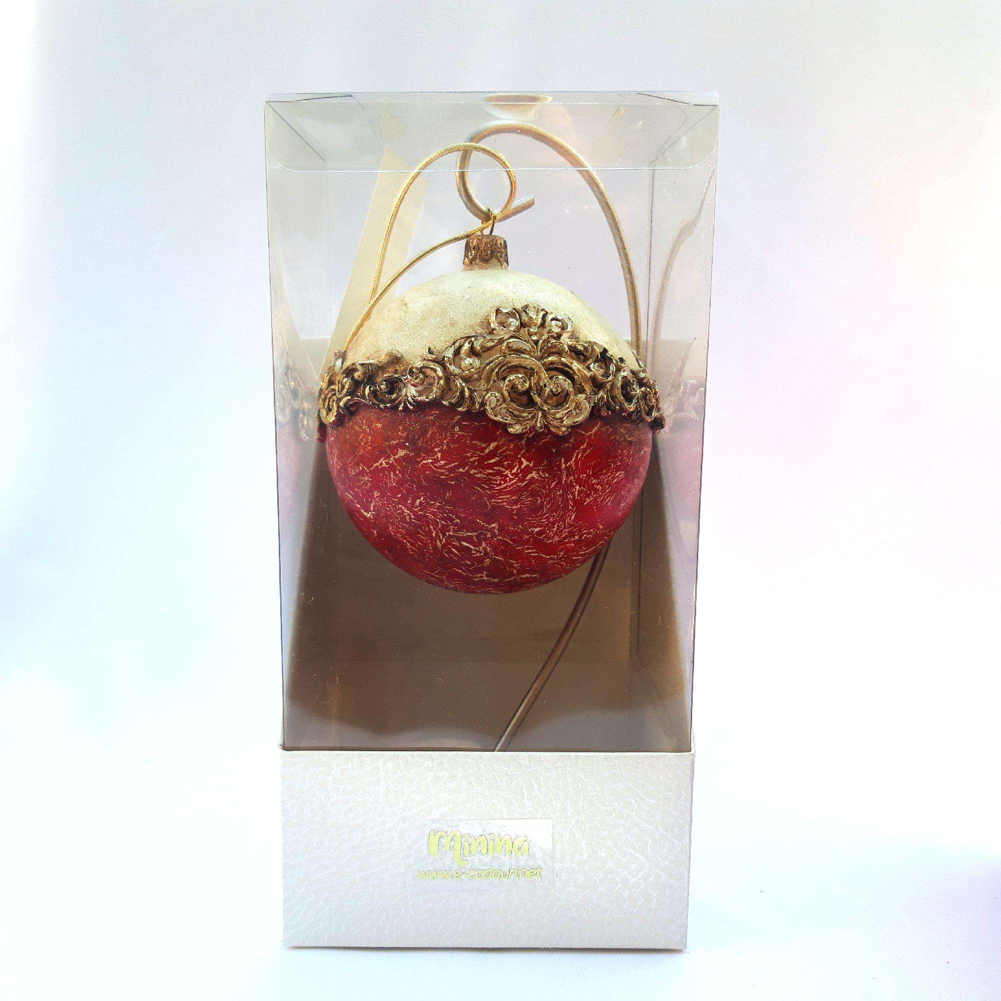 Glob Crăciun aspect vintage sticlă 10 cm Minina Handmade