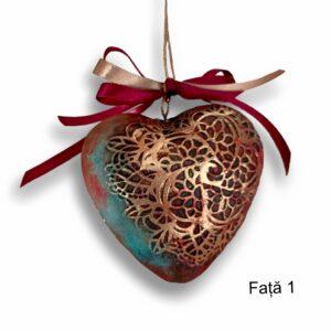 Ornament brad Craciun inimă decorată vintage