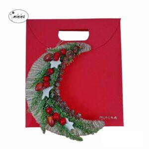 Lună decorativă Crăciun, ambalaj cadou, 20-22 cm