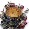 Decor masă elegant, negru/rosu/auriu, 20 cm