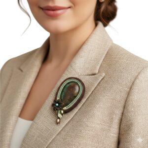 Broșă Handmade Soutache-Agat, 75 mm